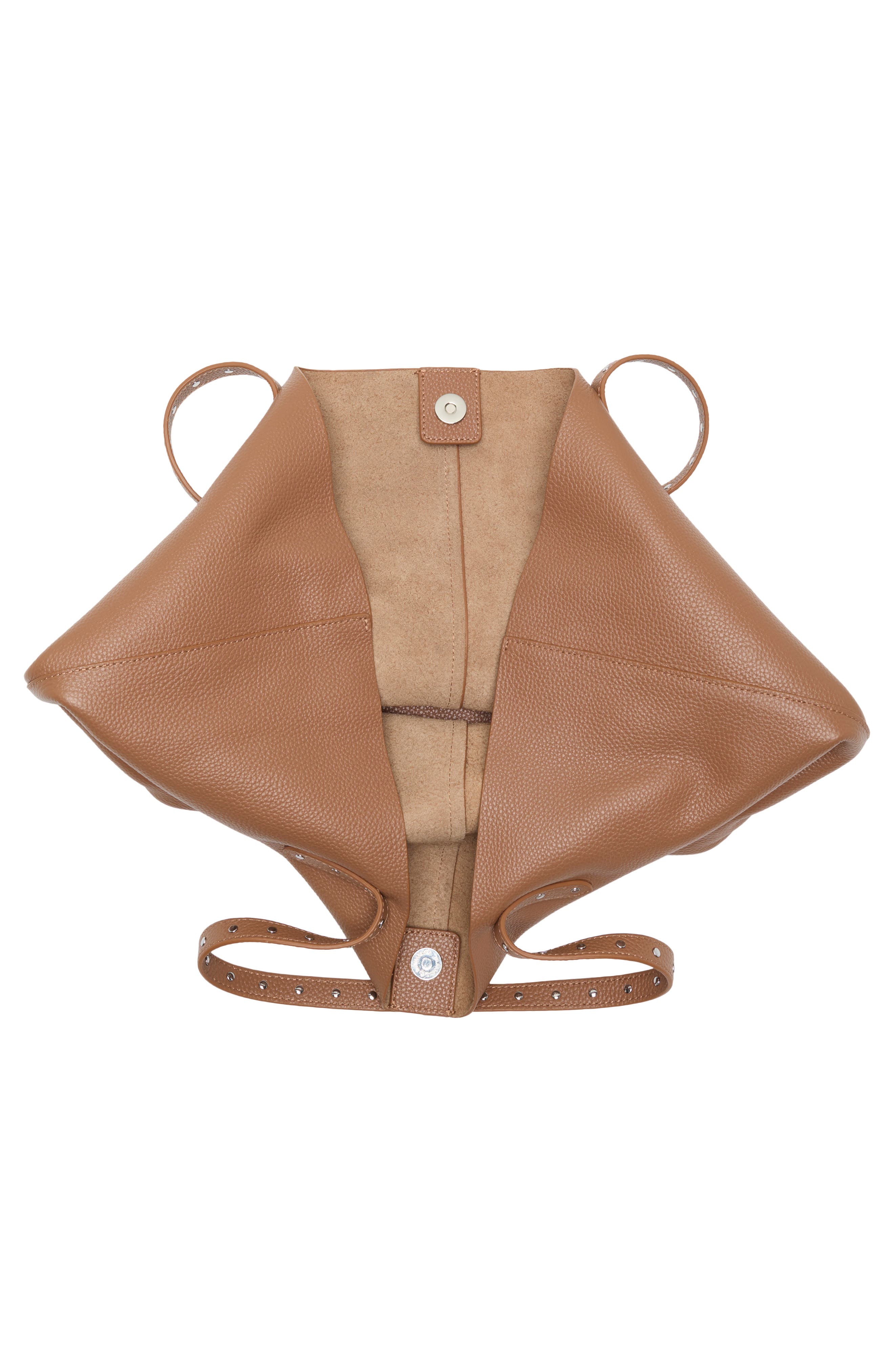 Soft Studded Leather Tote, Alternate, color, SADDLE