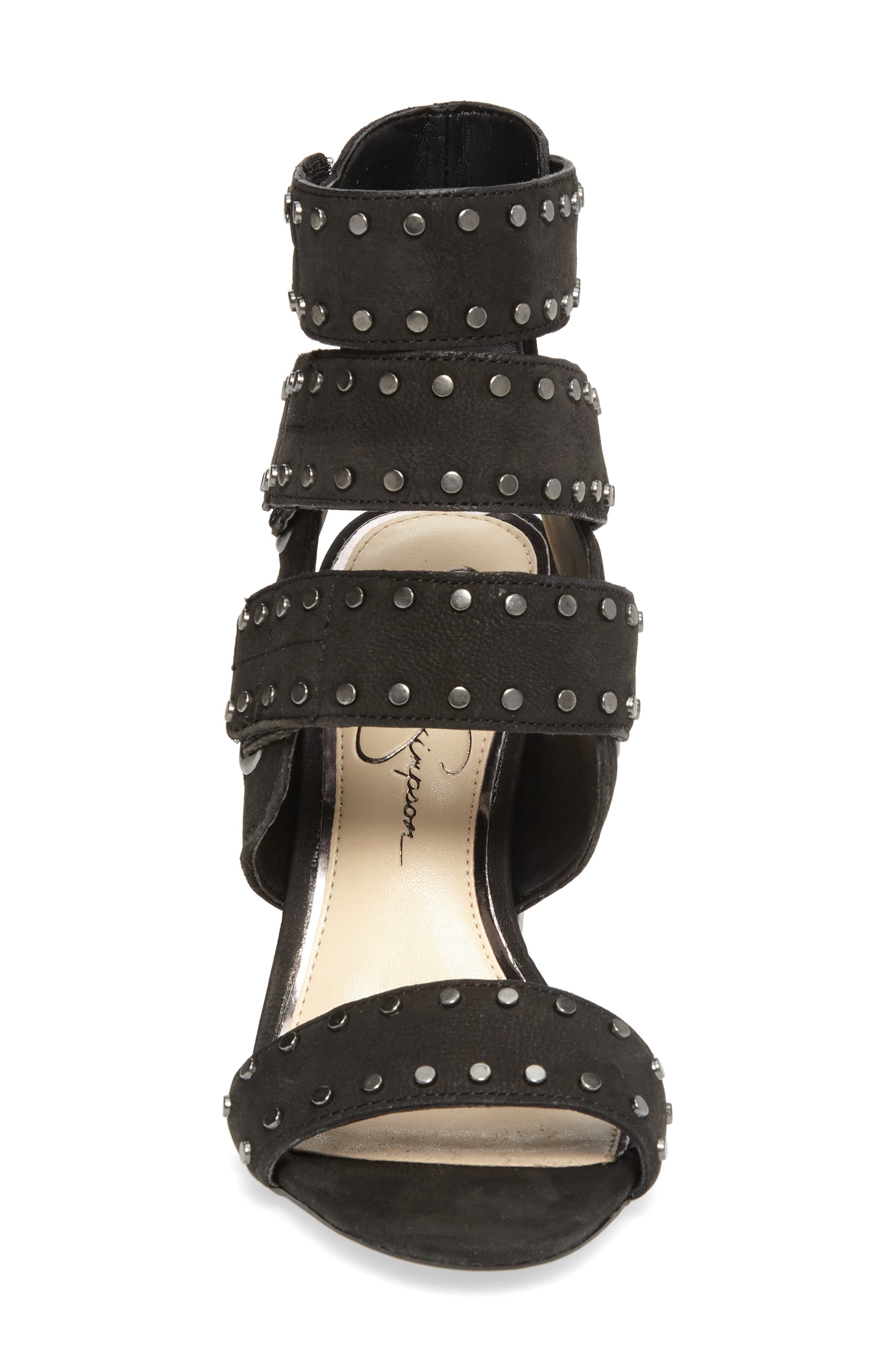 Elanna Studded Sandal, Alternate, color, BLACK LEATHER