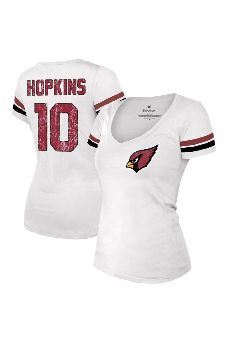 Women's Majestic Threads DeAndre Hopkins White Arizona Cardinals Name & Number V-Neck T-Shirt, Main, color, White