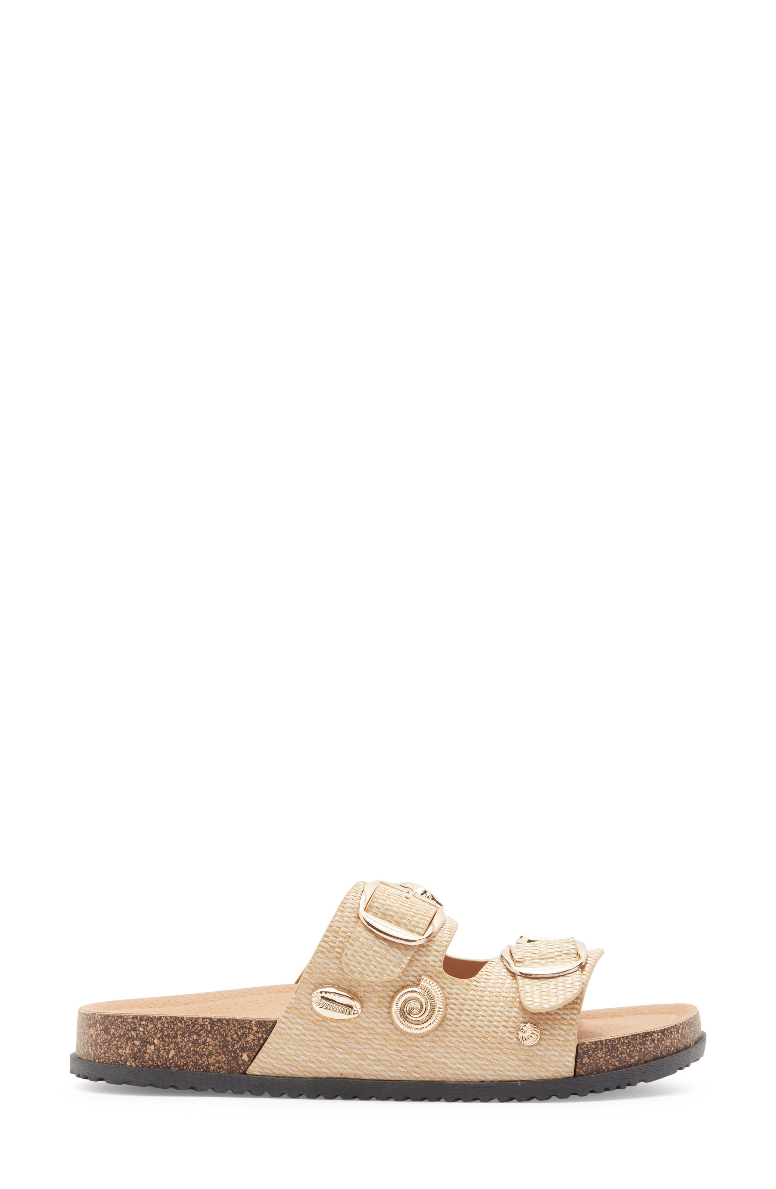 TOP MODA Arissa Slide Sandal, Alternate, color, Dnu/Beige Raffia