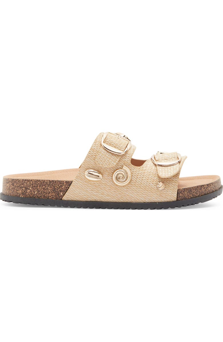 TOP MODA Arissa Slide Sandal, Alternate, color, Dnu/Beige Raffia