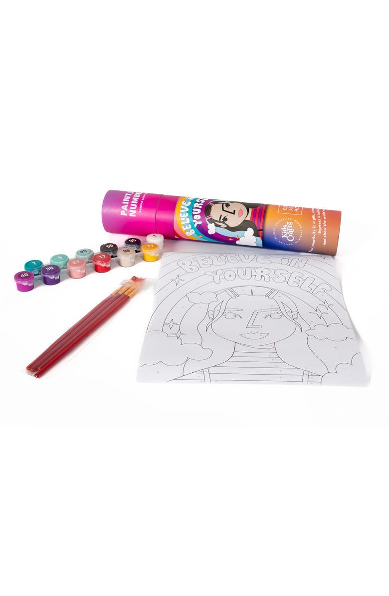 Kids Crafts Paint By Number "Believe In Yourself" Canvas Painting Allin1 Art Kit 7+, Alternate, color, Multicolored