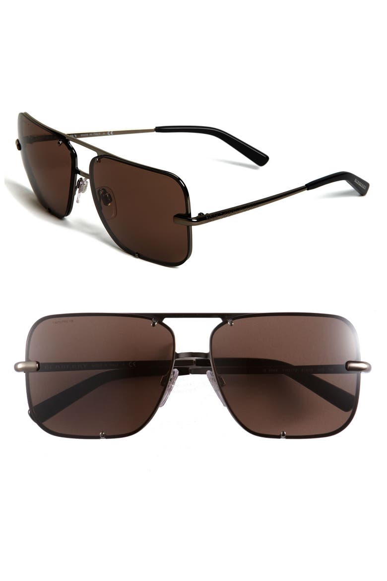Square Metal Aviator Sunglasses, Main, color, DARK BROWN