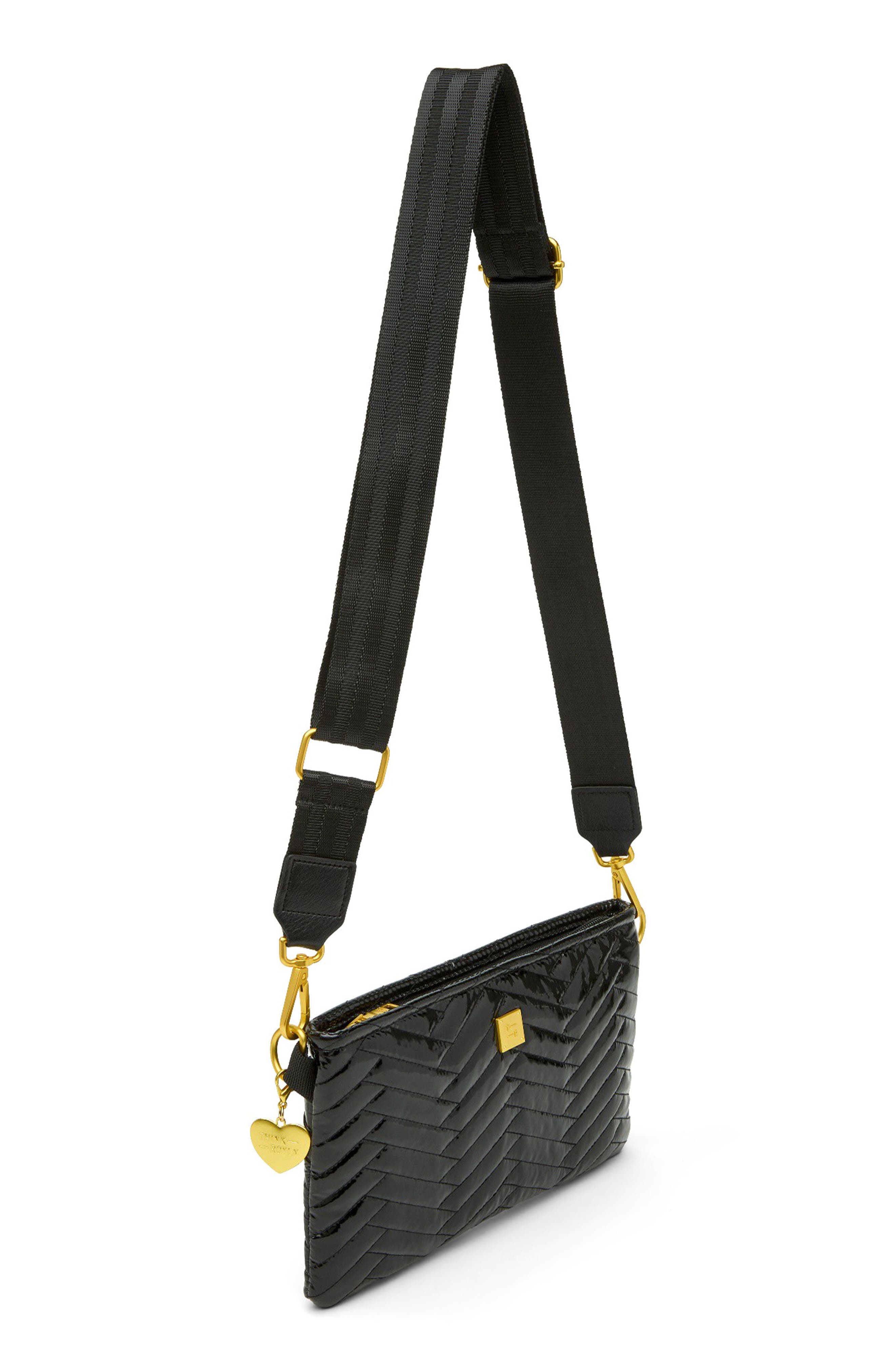 THINK ROYLN Almost Famous Quilted Crossbody Bag, Alternate, color, Black Patent