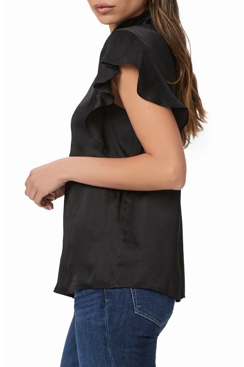 Darra Flutter Sleeve Satin Top, Alternate, color, BLACK