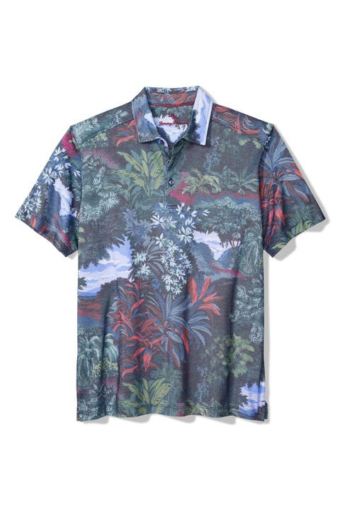 Geneva Jungle Floral Performance Cotton Blend Piqué Polo