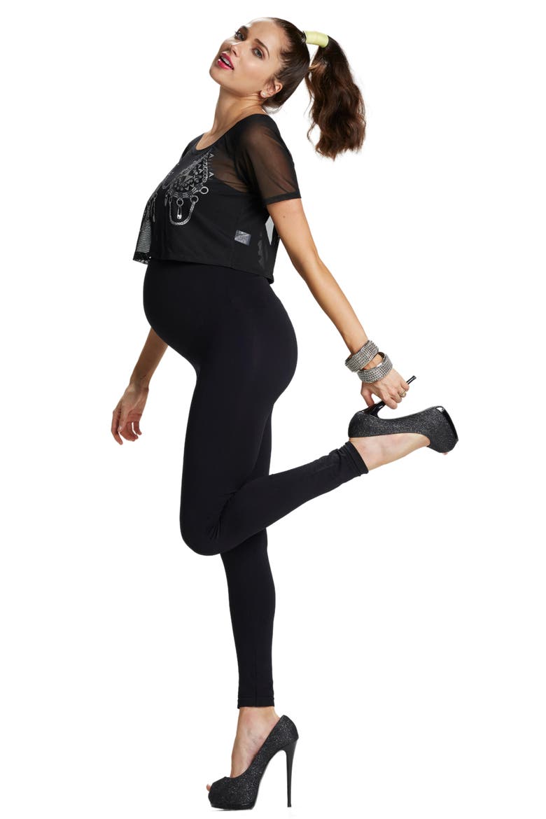 Mom's Night Out Maternity Leggings, Alternate, color, BLACK