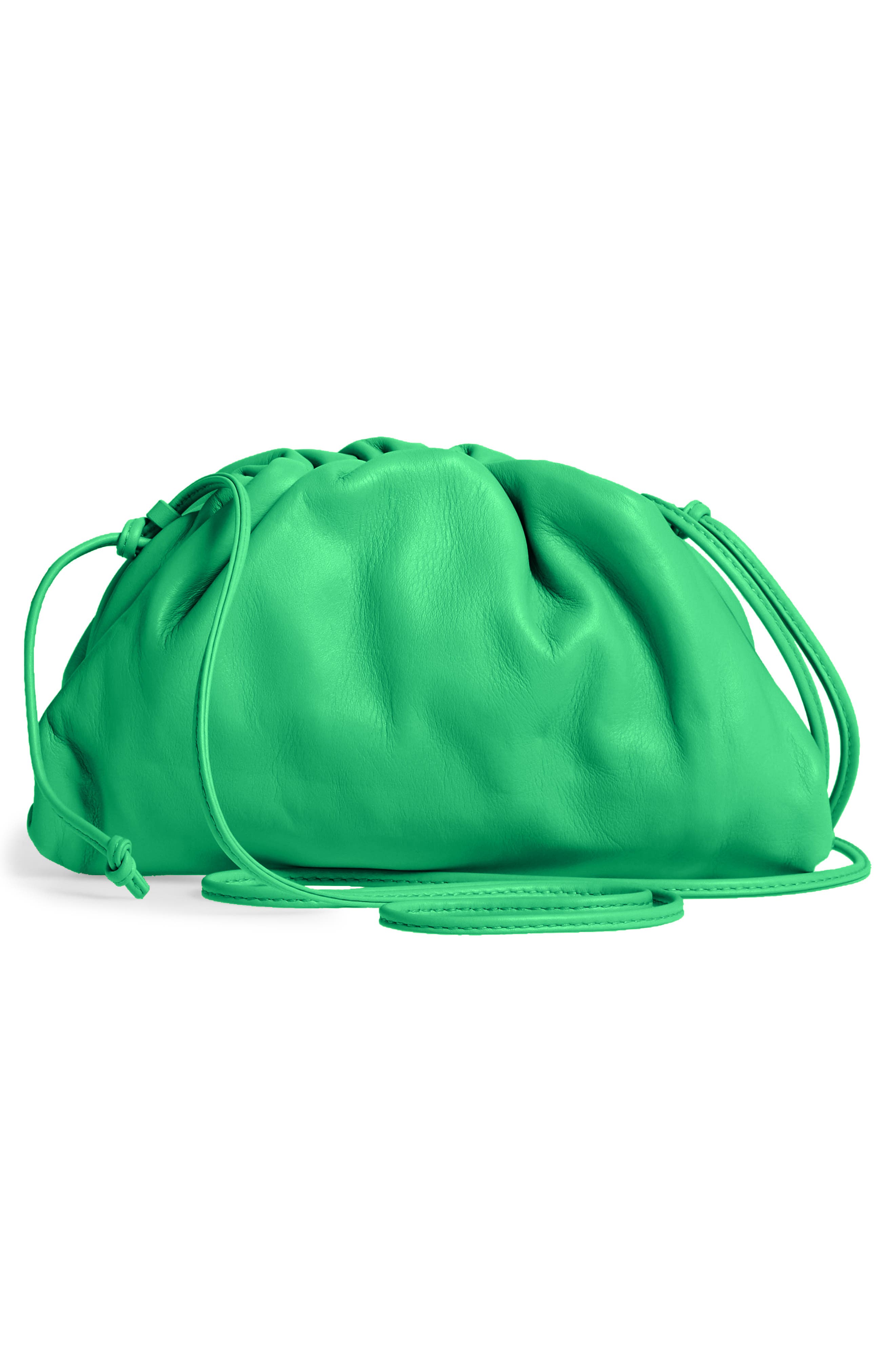 The Mini Pouch Leather Clutch, Alternate, color, PARAKEET-SILVER