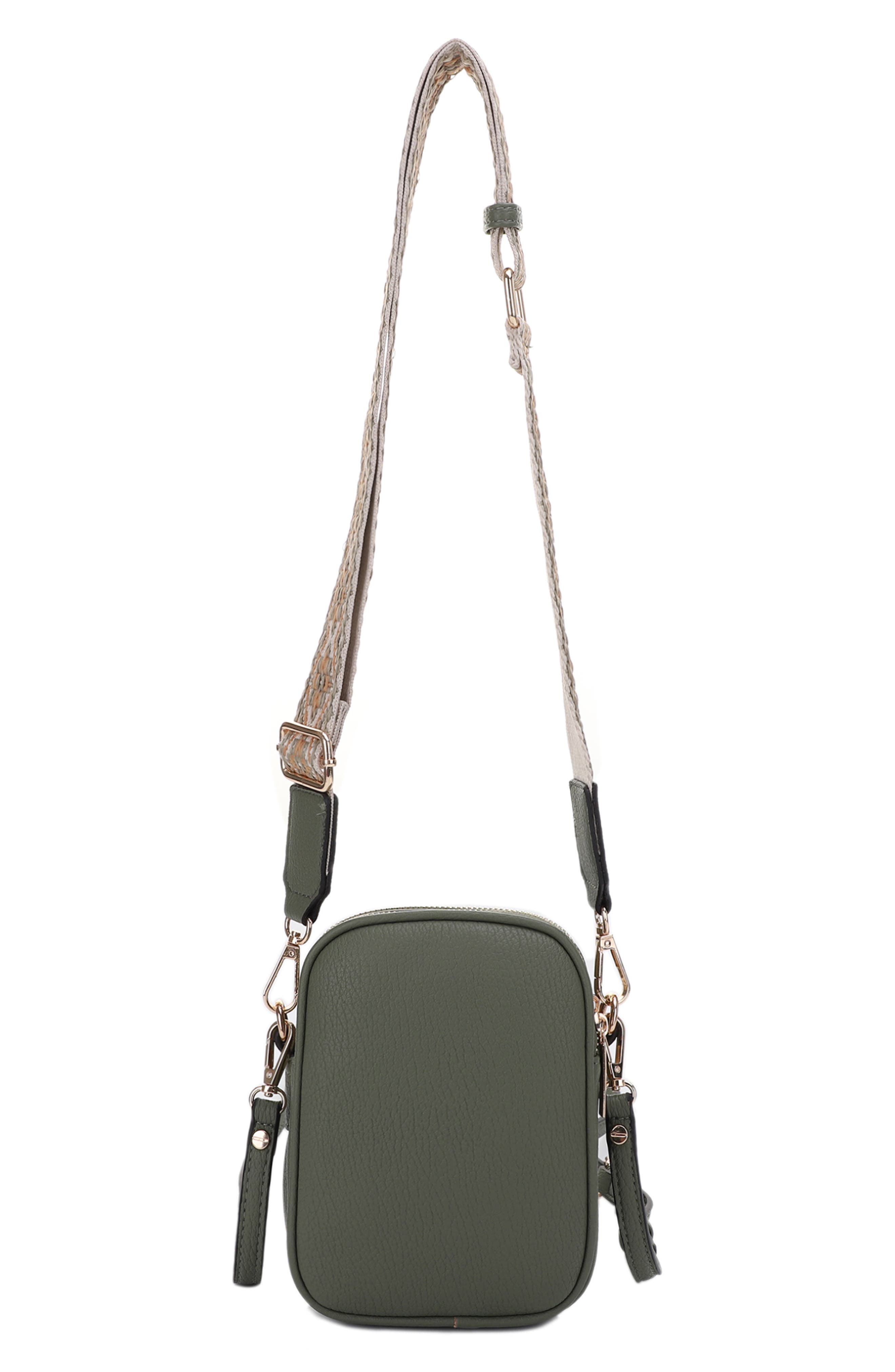 Mali + Lili Josephine Vegan Leather Crossbody Bag, Alternate, color, Hunter Green/Tri