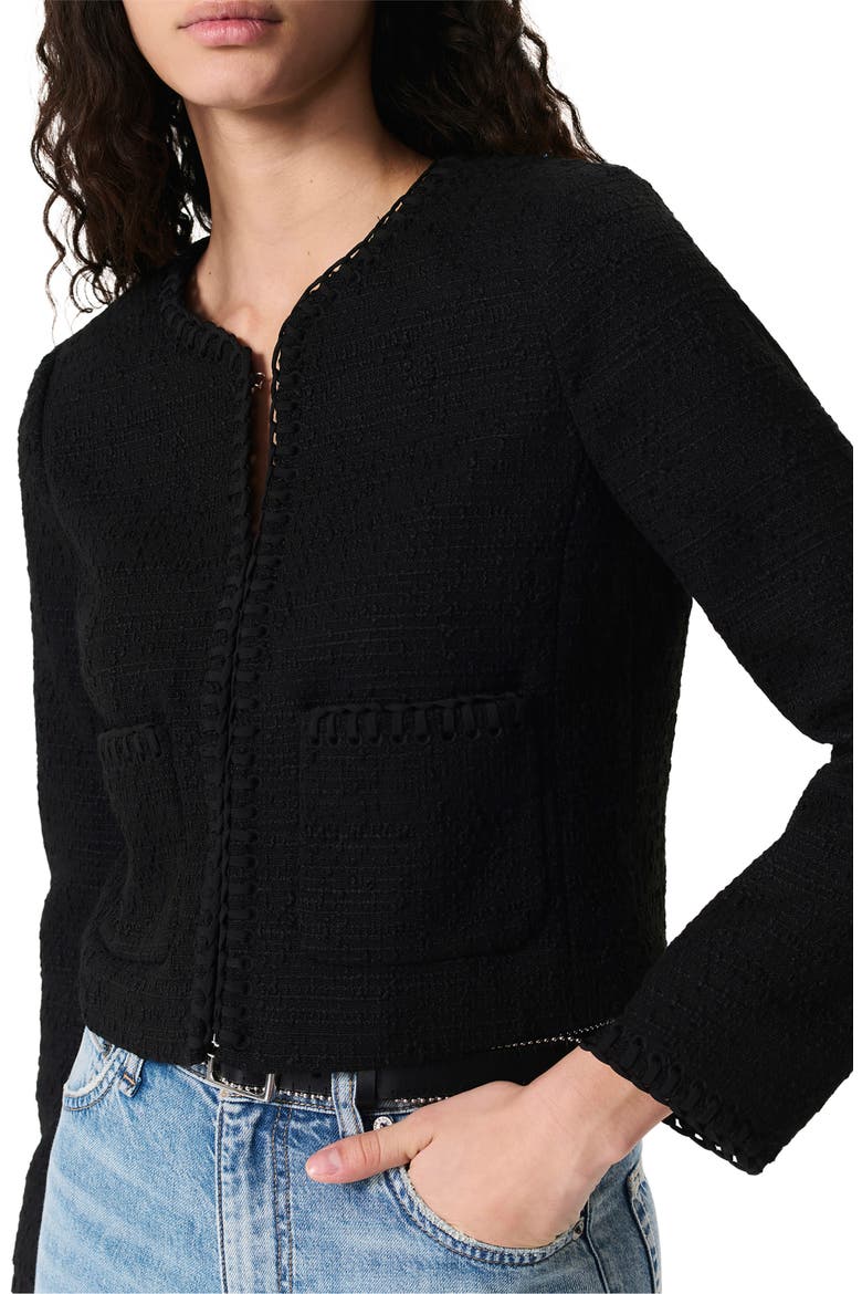 Cheyenne Tweed Jacket, Alternate, color, BLACK