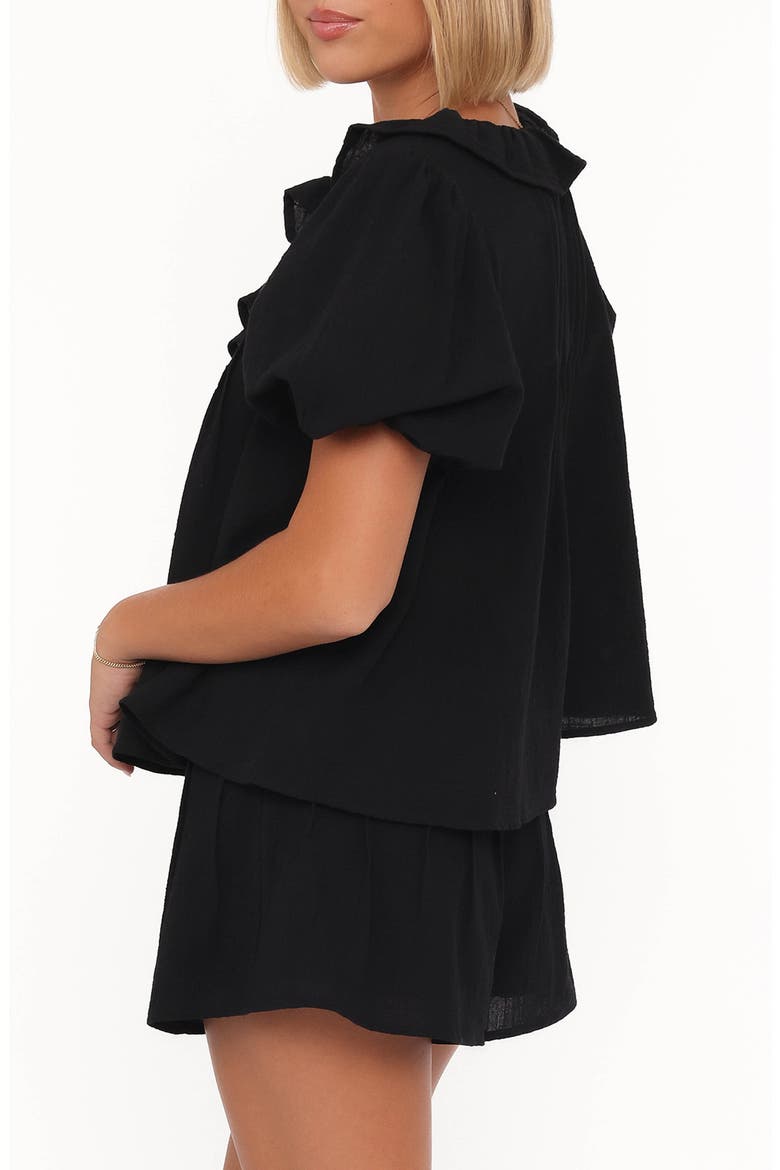 Felicity Cotton Gauze Shirt & Shorts Set, Alternate, color, BLACK