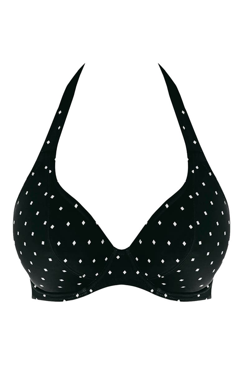 Jewel Cove Underwire Banded Halter Bikini Top, Alternate, color, BLACK