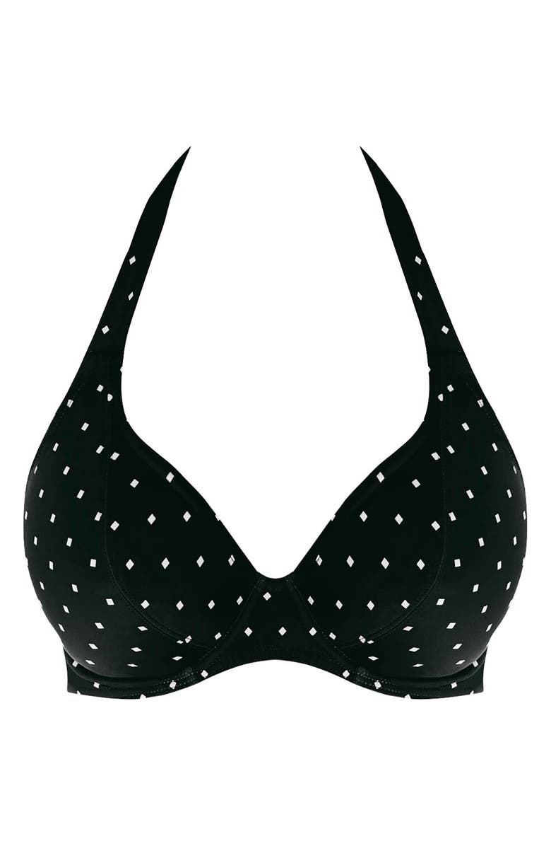 Freya Jewel Cove Underwire Banded Halter Bikini Top, Alternate, color, Black