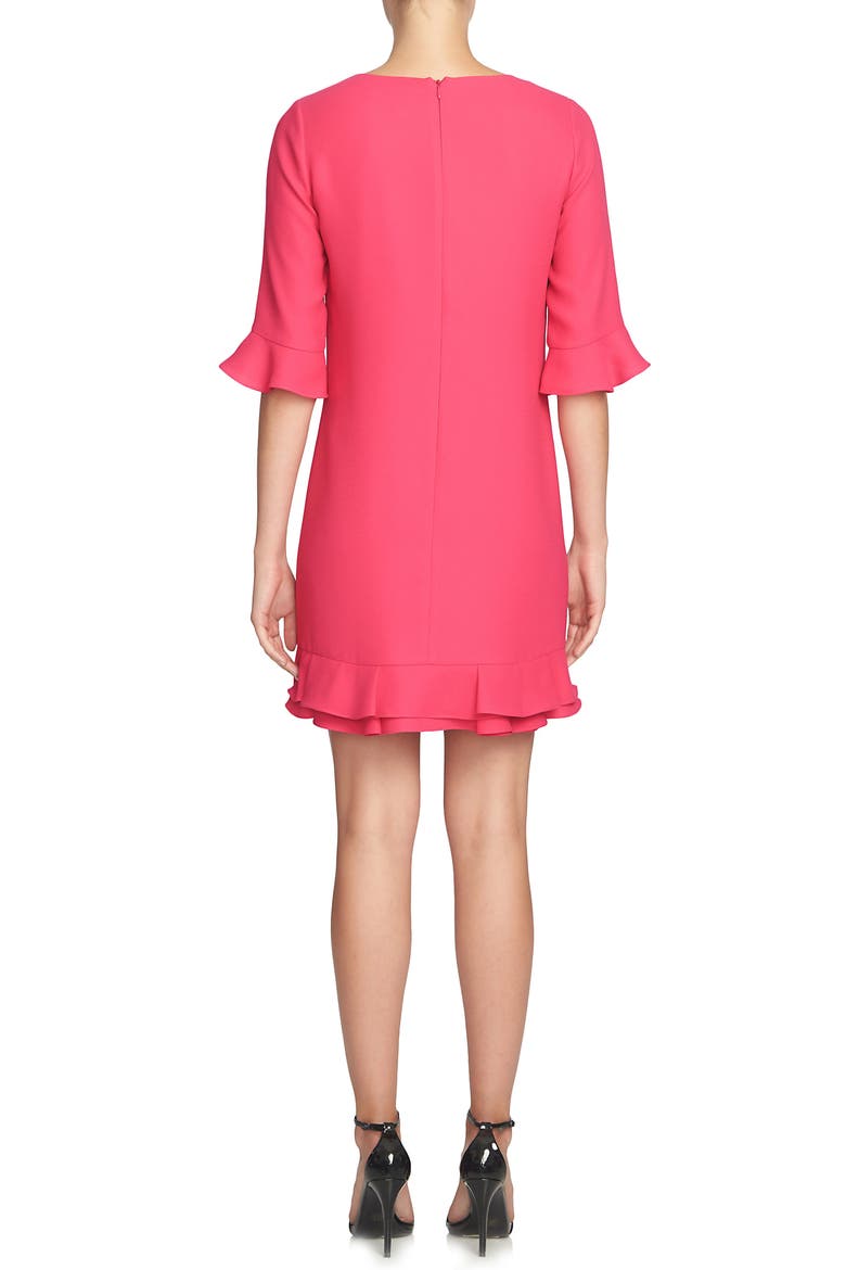 KATE 3/4 SLV RUFFLE HEM DRESS, Alternate, color, CHARM PINK