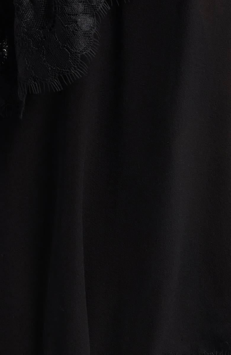 LoveShackFancy Selune Lace Cold Shoulder Silk Minidress, Alternate, color, Black