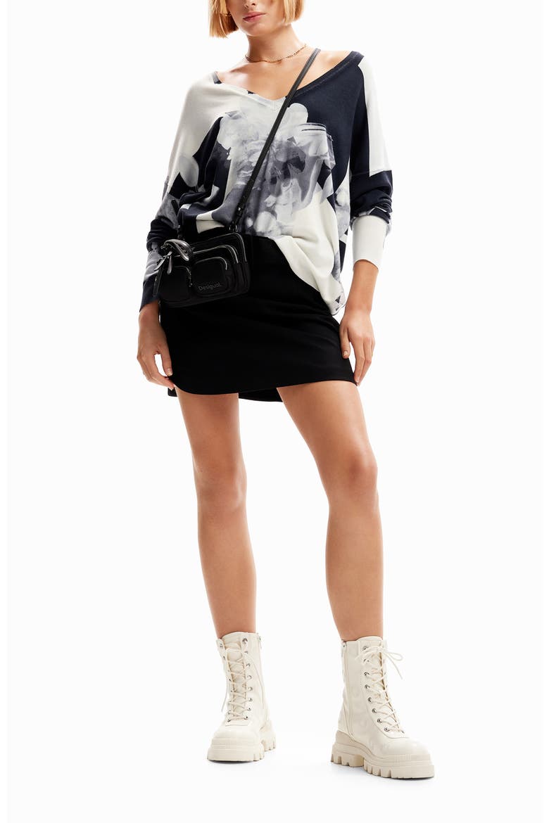 Floral Print Sweater, Alternate, color, WHITE