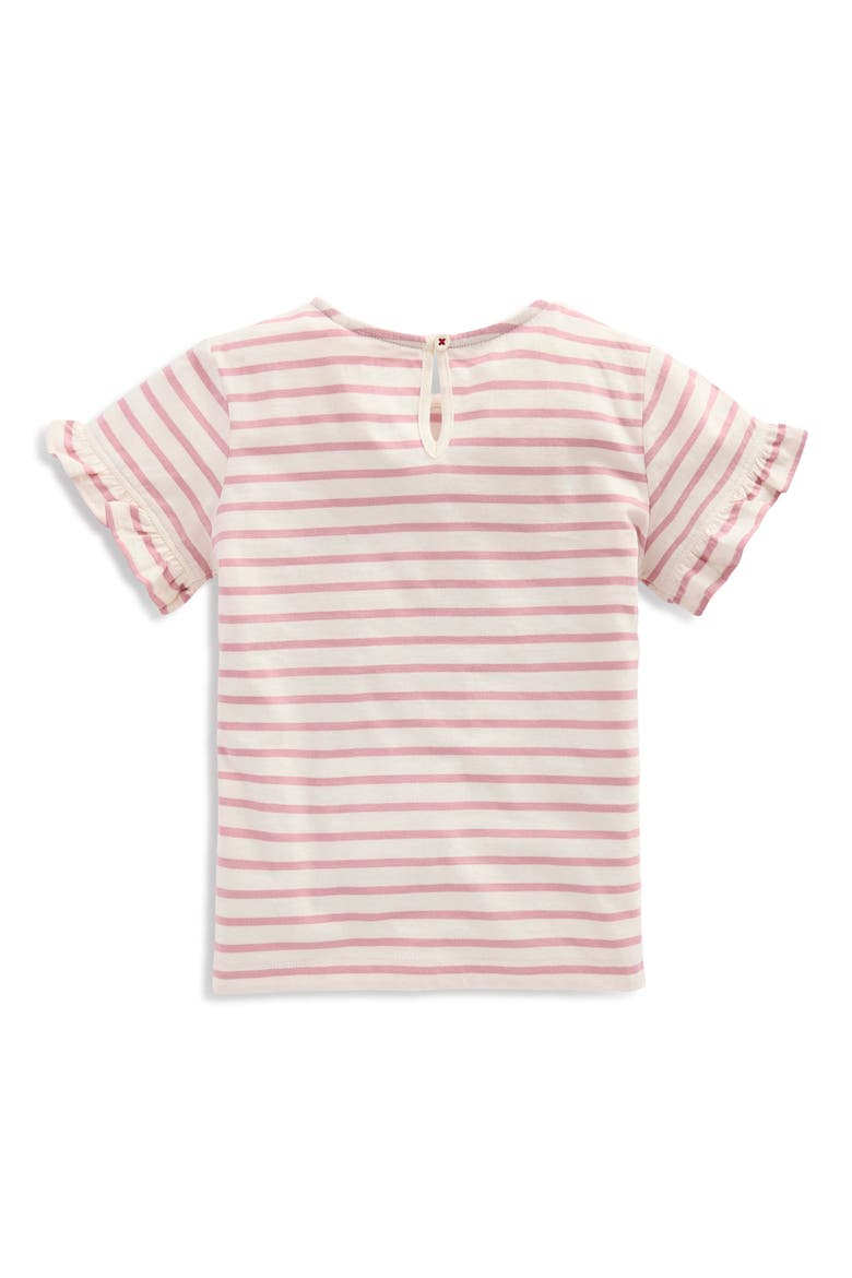 Kids' Pretty Frill Appliqué Stripe Ruffle T-Shirt, Alternate, color, PINK STRIPE BALLERINAS