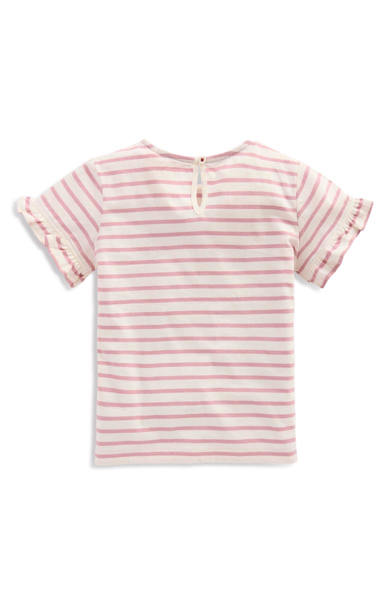 Mini Boden Kids' Pretty Frill Appliqué Stripe Ruffle T-Shirt, Alternate, color, Pink Stripe Ballerinas