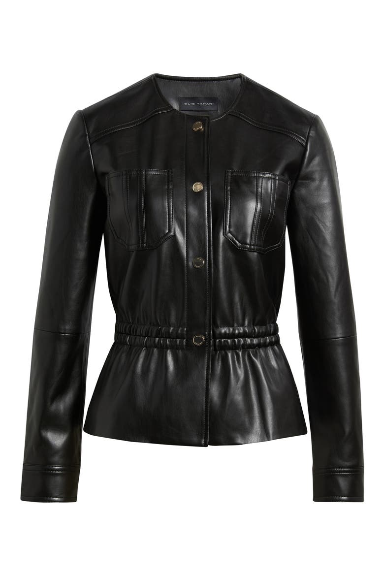 The Aliza Faux Leather Jacket, Alternate, color, NOIR