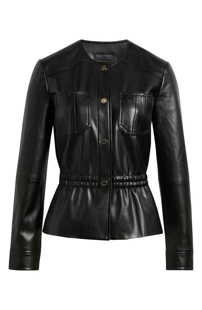 Elie Tahari The Aliza Faux Leather Jacket, Alternate, color, Noir