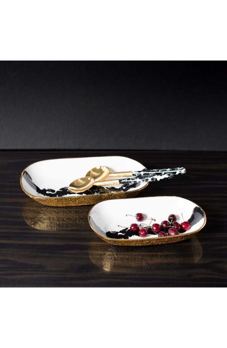 Lunares Bianco Nero Rectangle Bowls, Main, color, White