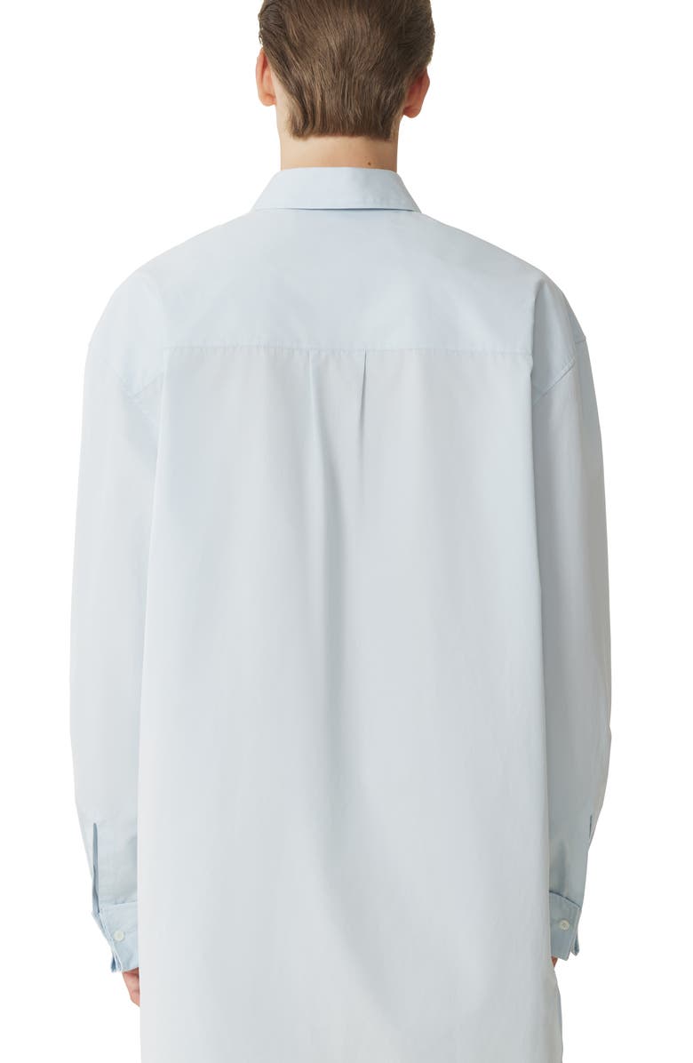 Lanvin Cotton Poplin Bib Front Shirt, Alternate, color, Sky Blue