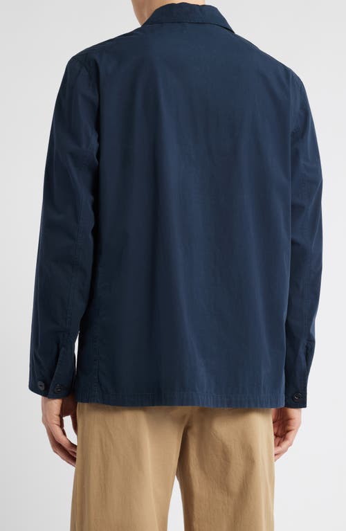 Shop Merz B Schwanen Relaxed Fit Organic Cotton Poplin Jacket In Dark Navy