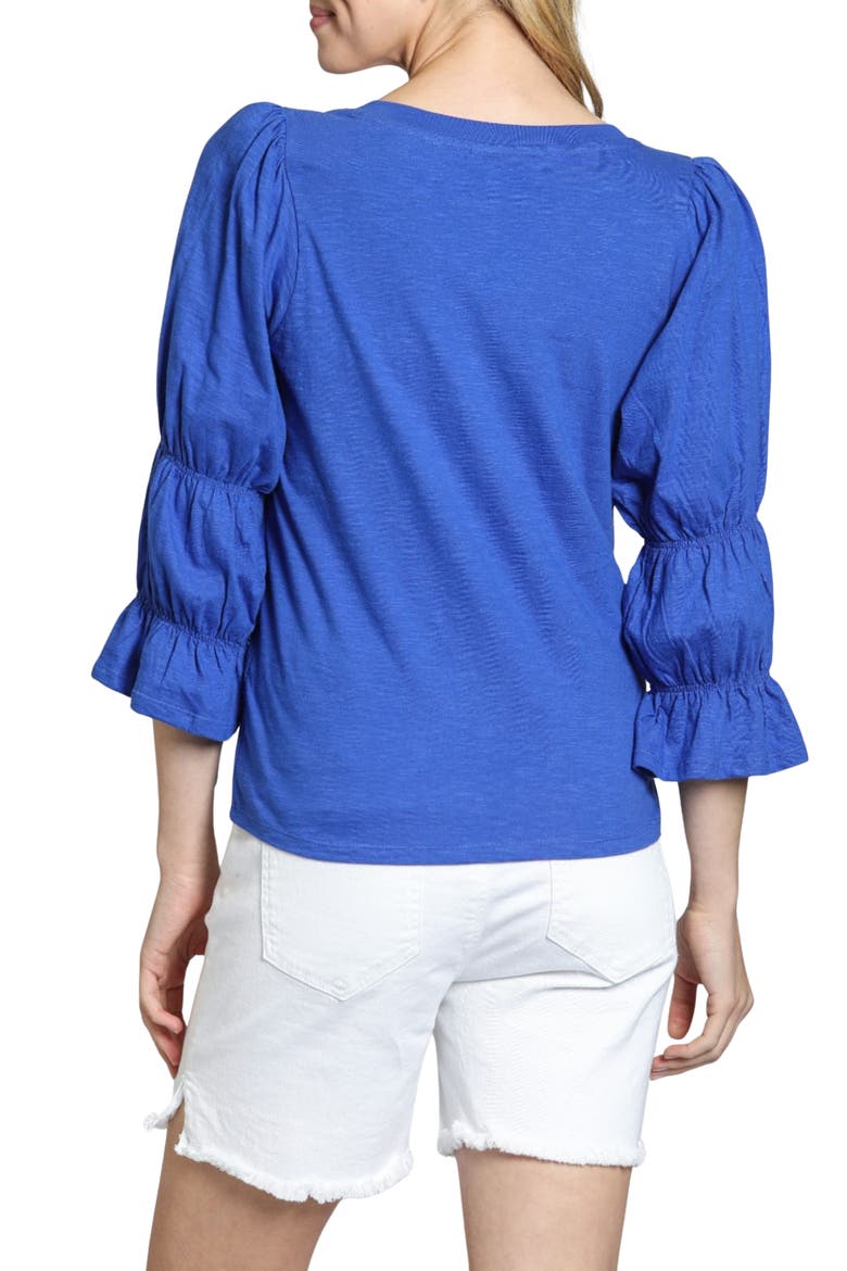 Renaissance Sleeve Cotton Slub Top, Alternate, color, DAZZLING BLUE