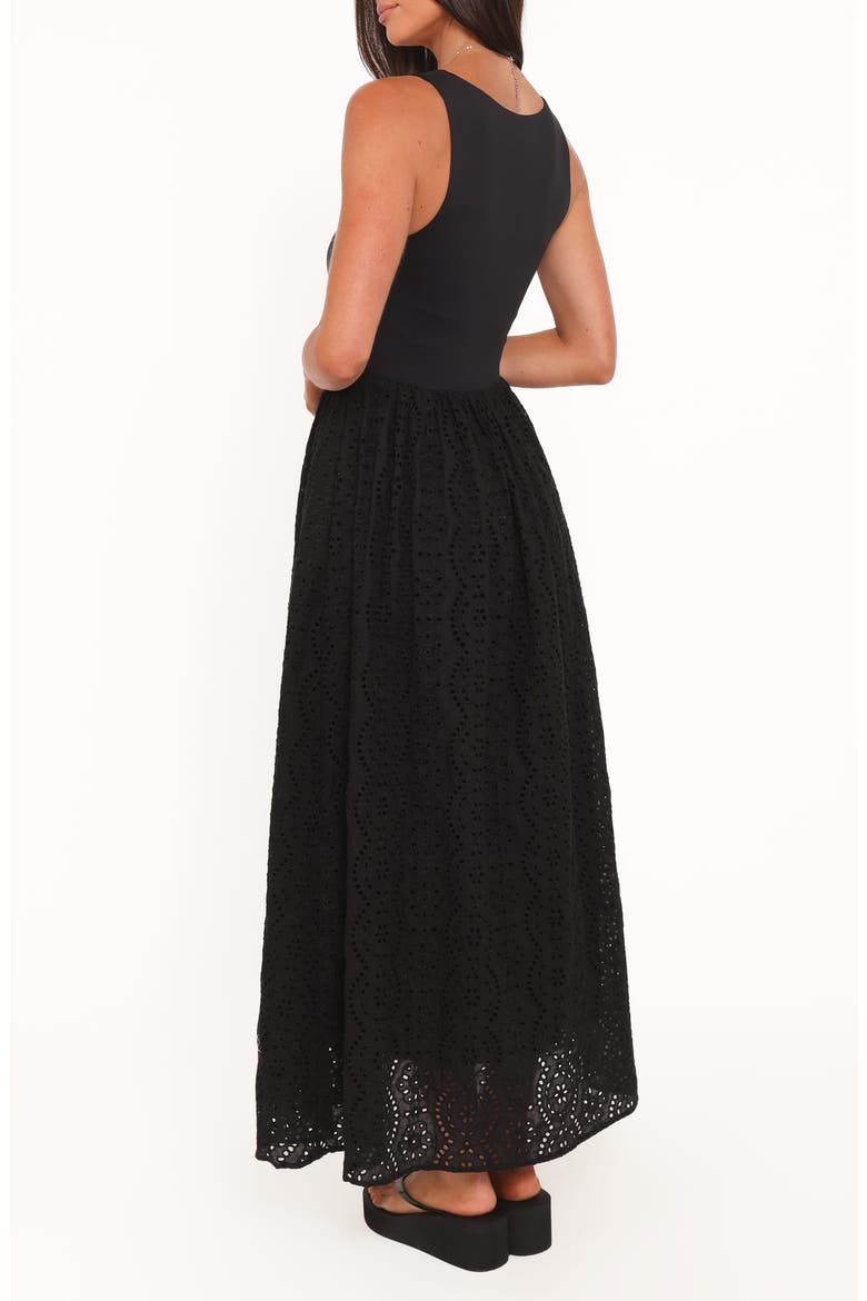 Alva Eyelet Midi Dress, Alternate, color, BLACK BRODERIE