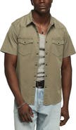 Lucky Brand Short Sleeve Stretch Twill Snap-Up Western Shirt