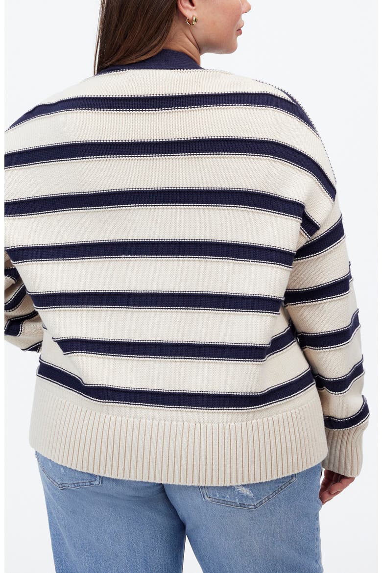 Stripe Oversize Cotton Cardigan, Alternate, color, CREAM NAVY STRIPE