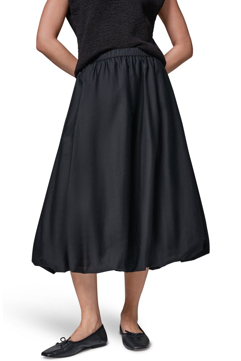 Stretch Poplin Bubble Skirt, Main, color, BLACK