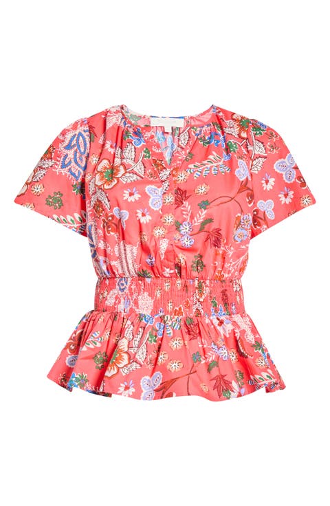 Amania Floral Sarina Smocked Top (Plus)