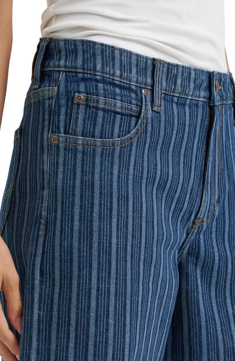 Lee Stripe Mid Rise Loose Long Denim Shorts, Alternate, color, Sonic Speed