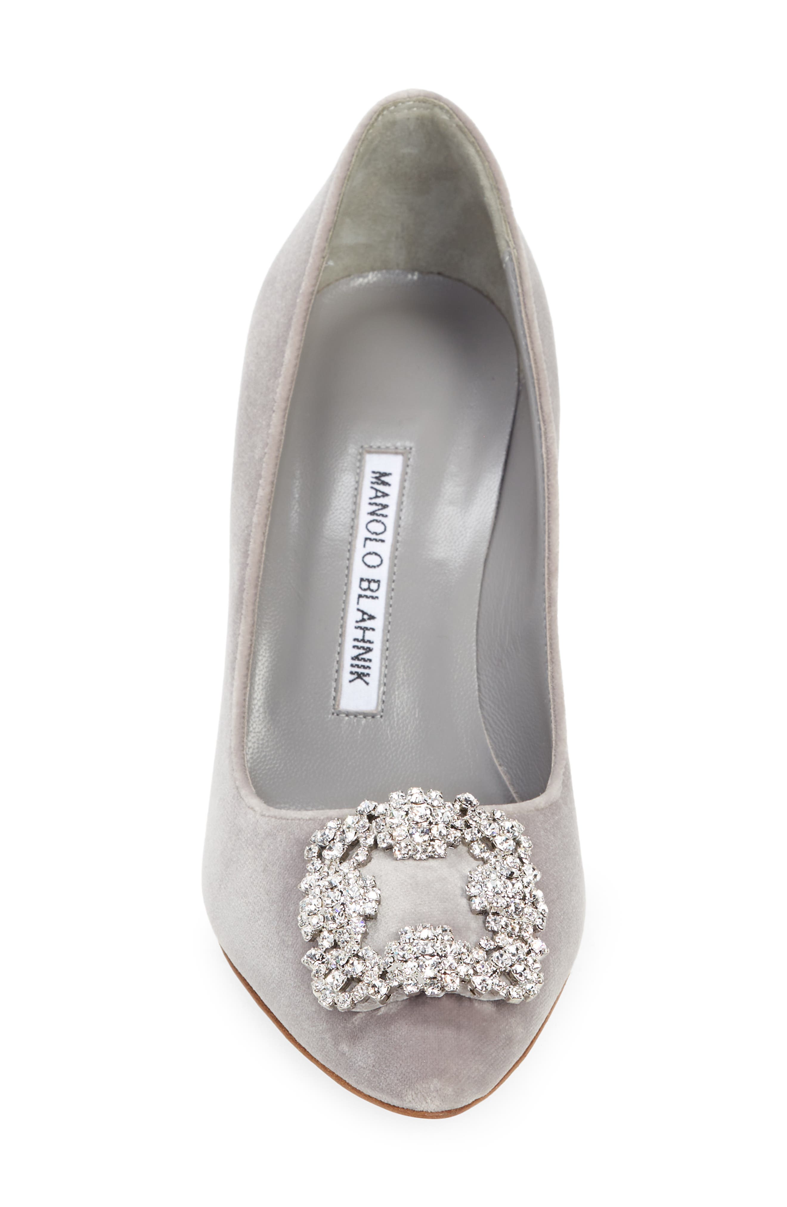 Manolo Blahnik Hangisi Crystal Buckle Pointed Toe Pump (Women) | Nordstrom