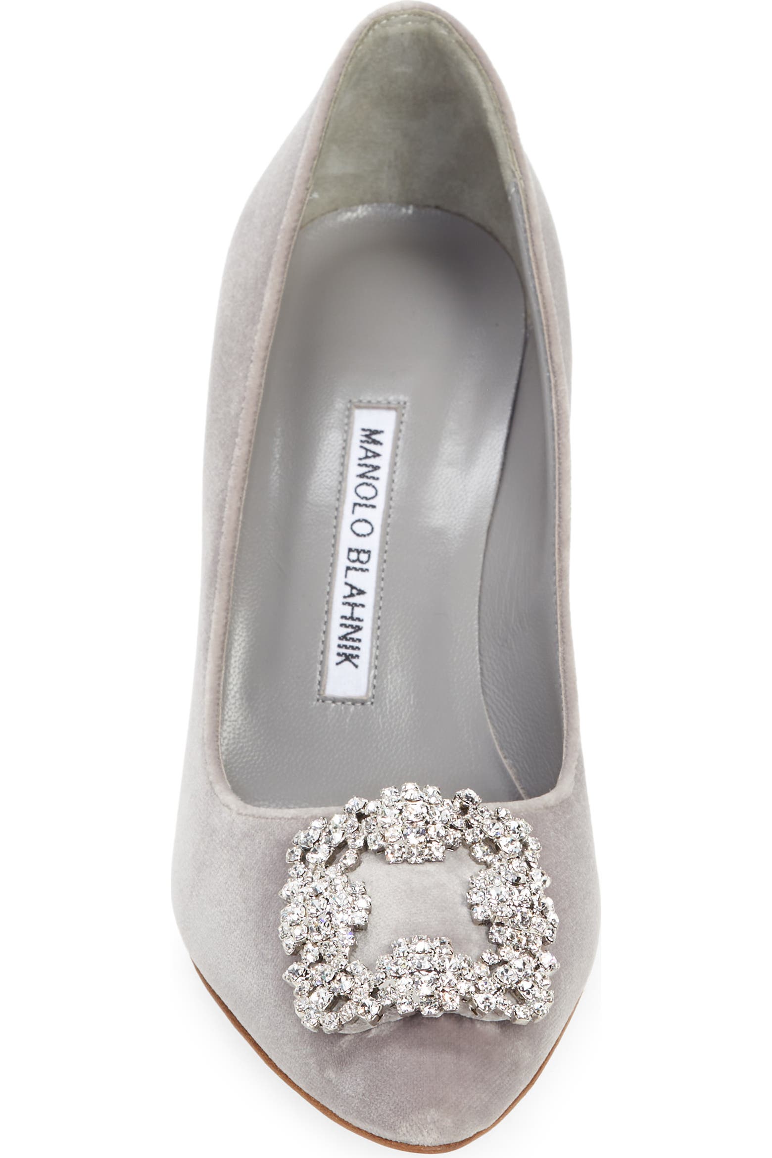 Crystal Toe Manolo Blahnik Hangisi Crystal Buckle Pointed Toe Pump (Women) | Nordstrom