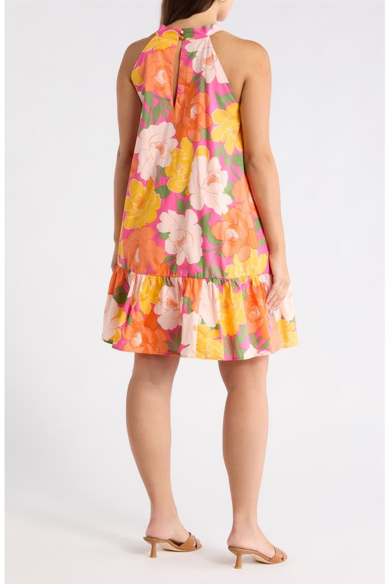 Milley Floral Della Halter Minidress, Alternate, color, PINK-ORANGE