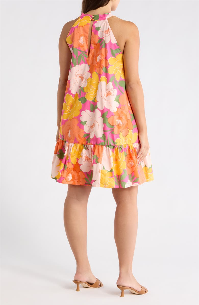 SUGARLIPS Milley Floral Della Halter Minidress, Alternate, color, Pink-Orange
