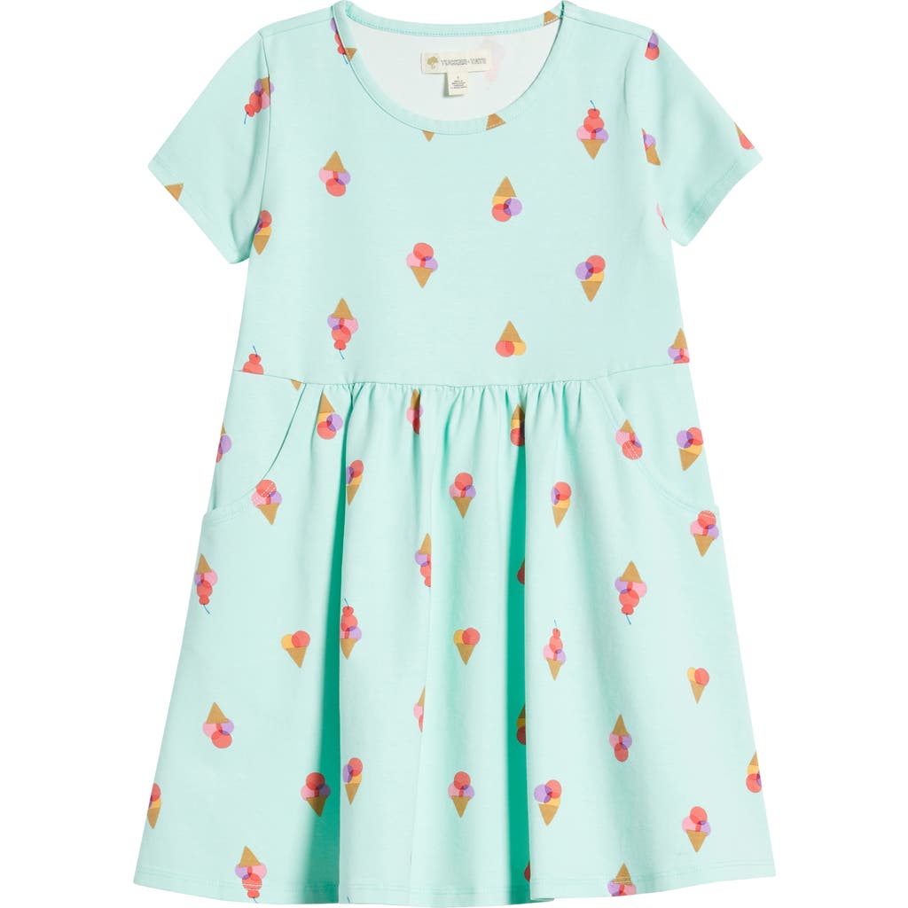 Tucker + Tate Kids' Printed Stretch Cotton Blend T-shirt Dress In Green Yucca Gelato