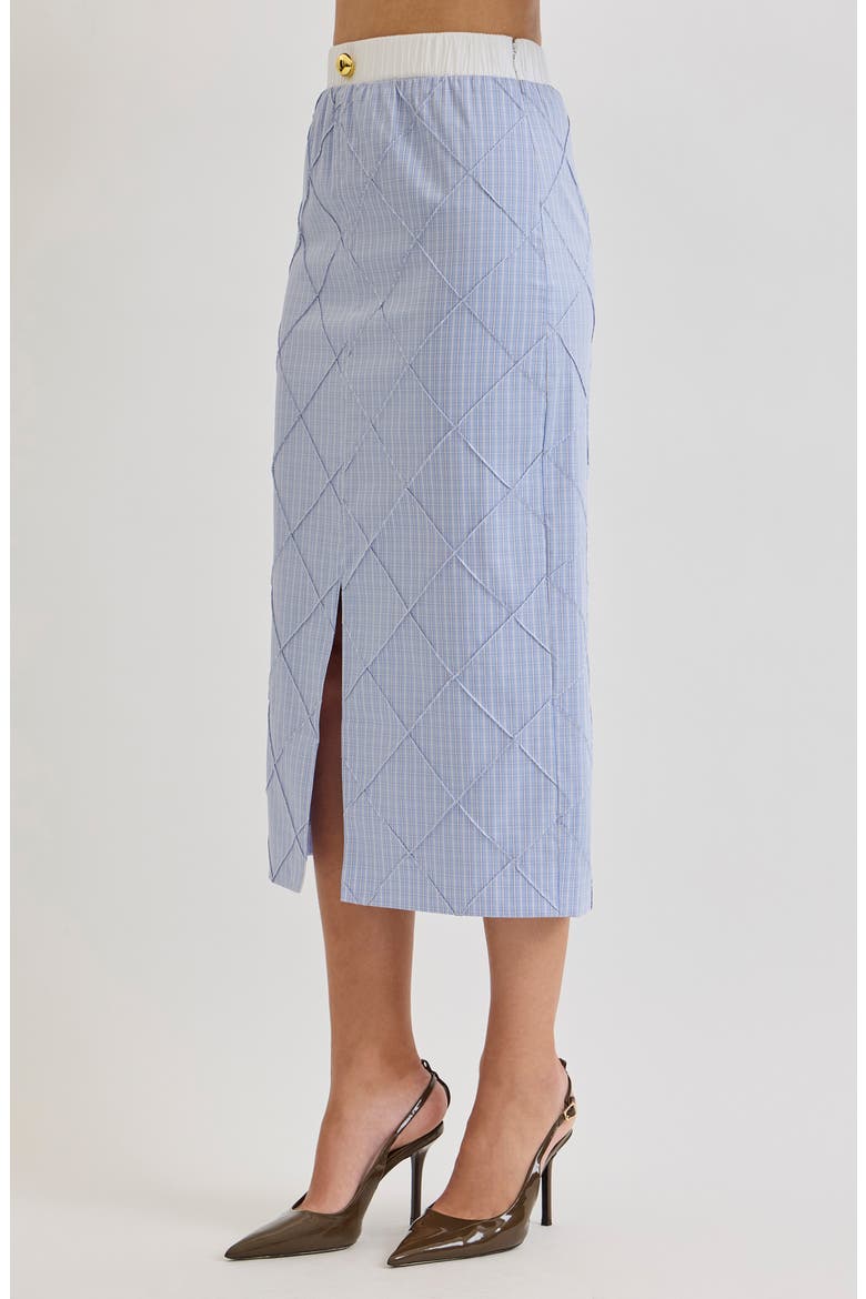 Riley Front Slit Midi Skirt, Alternate, color, LIGHT BLUE PLAID
