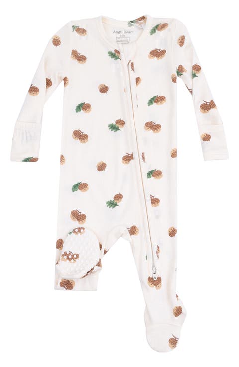 Tiny Acorns Ribbed Zip Footie (Baby)