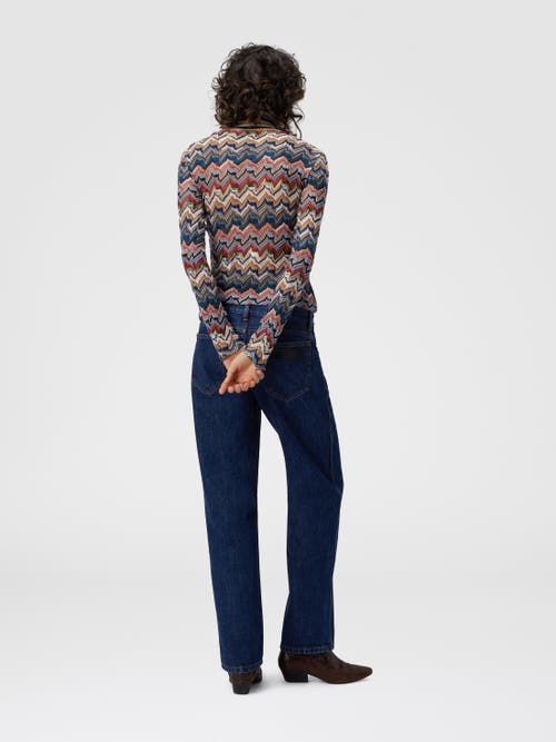 Missoni Chevron Pattern Turtleneck Fitted Sweater In Multi