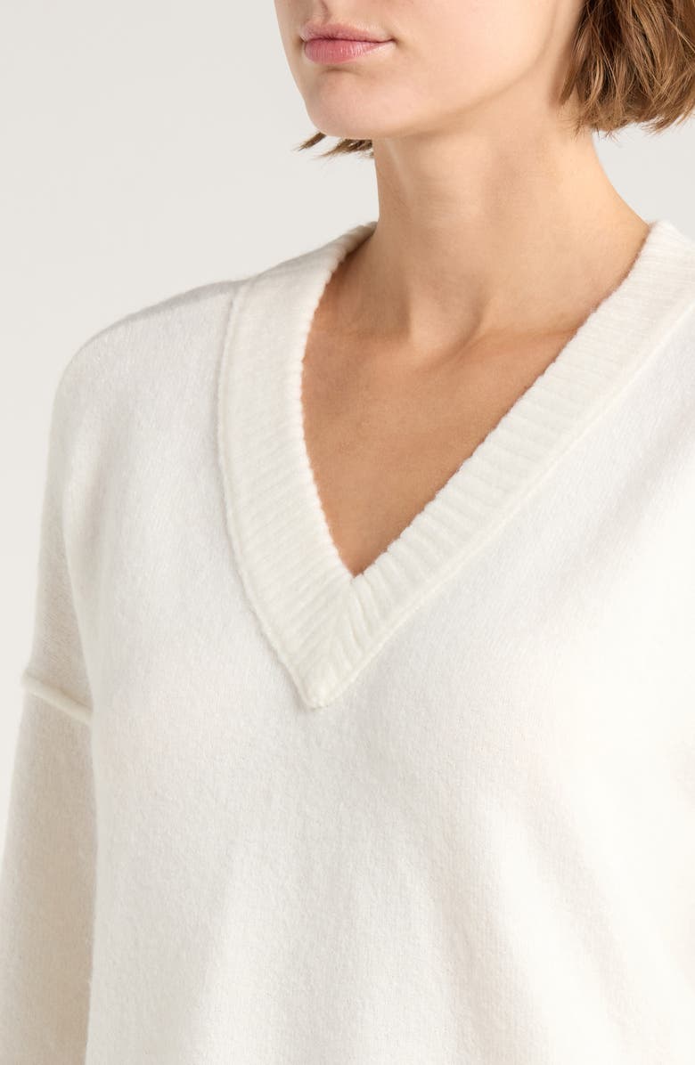 Vince Camuto High-Low V-Neck Sweater, Alternate, color, Antique White