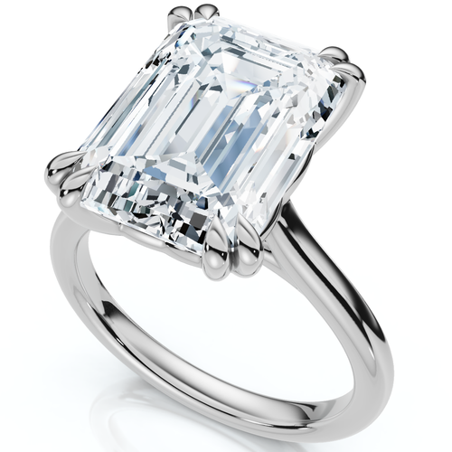 Bliss Diamond Certified 6ct Emerald Cut Diamond Solitaire Ring 14k Gold Lab Grown In Silver