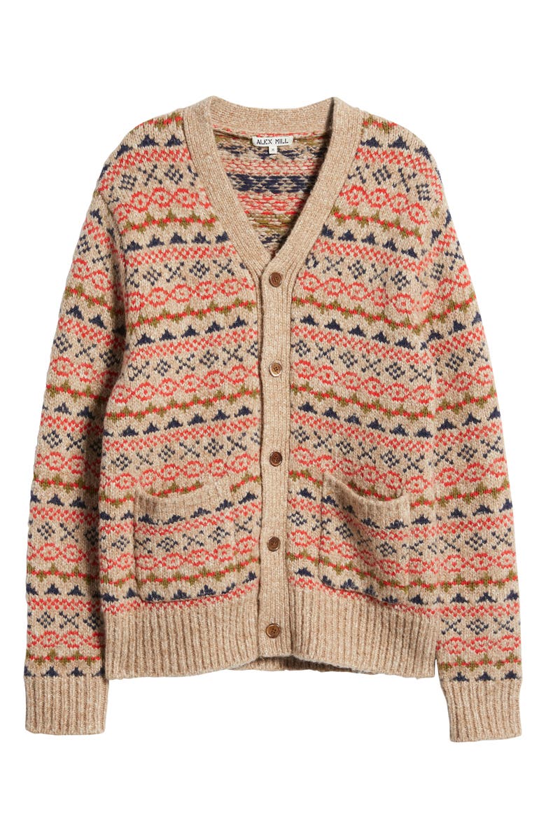 Alex Mill Fair Isle V-Neck Cardigan, Alternate, color, 