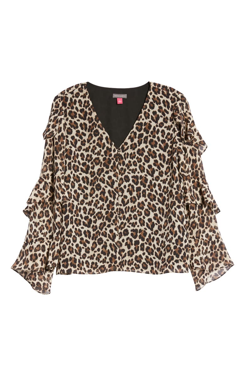 Vince Camuto Leopard Print Tiered Sleeve Blouse, Alternate, color,