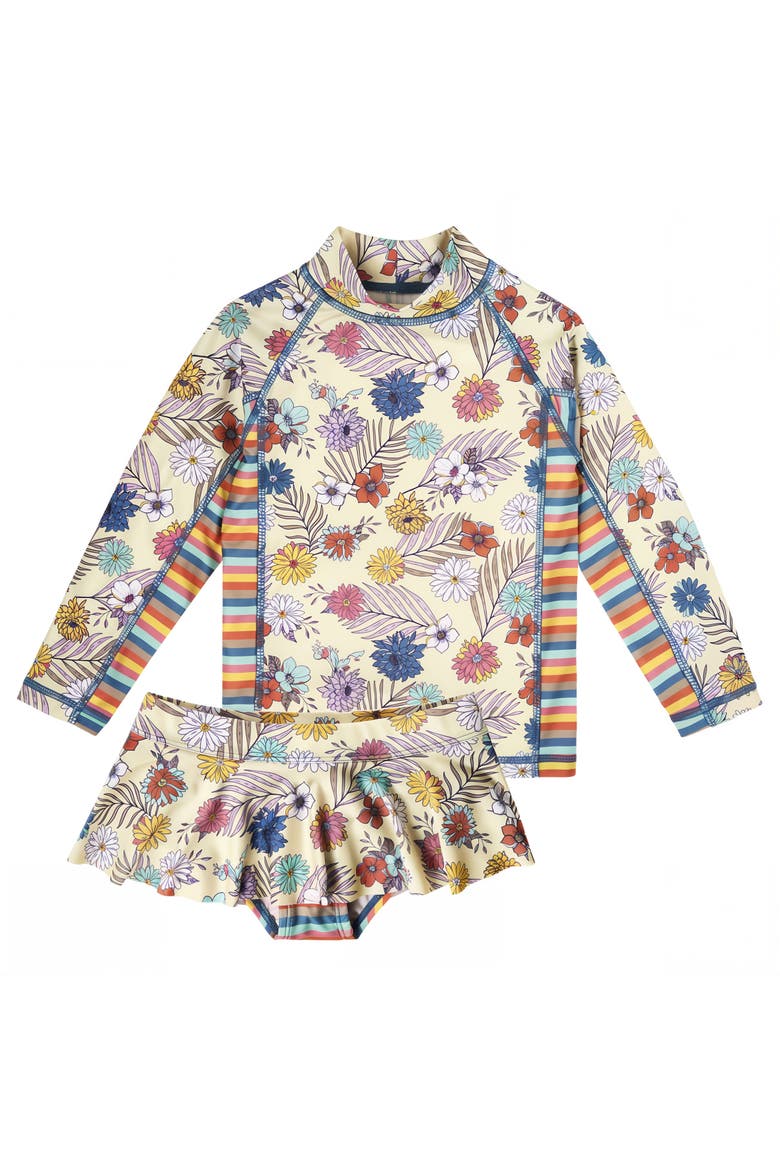 2PC Long Sleeve Sunny Swim Set, Main, color, Summer Garden