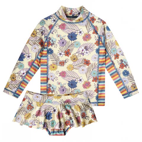 2PC Long Sleeve Sunny Swim Set (Toddler, Little Kid, Big Kid)