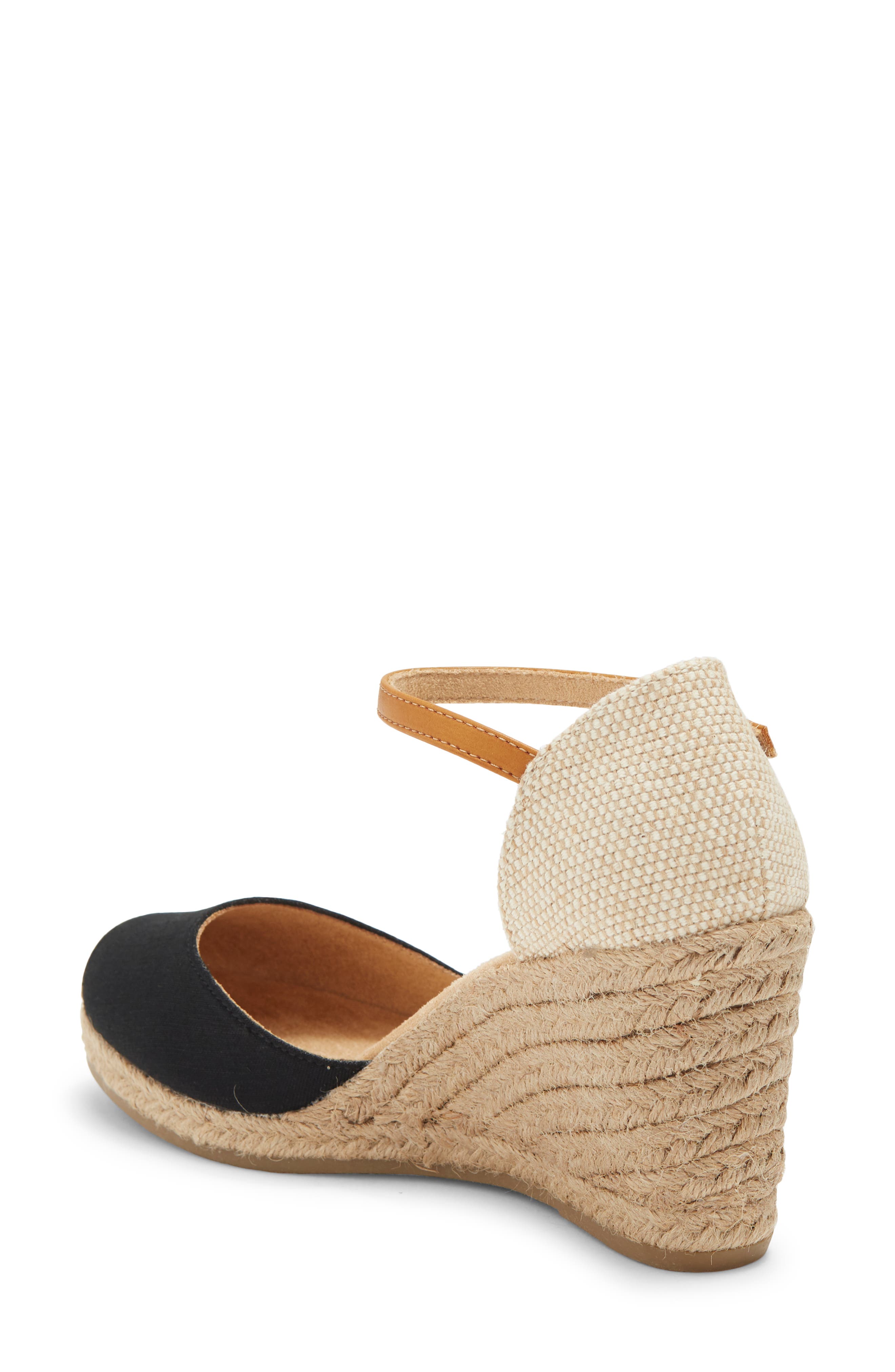 White Mountain Footwear Mamba Espadrille Wedge Sandal - Wide Width, Alternate, color, Black/Fabric