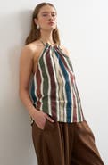 Topshop Co-ord Stripe Cotton Halter Neck Top